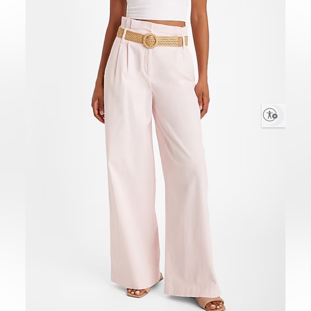 Express Stylist Blush Pink Super High Rise Wide Leg Paperbag Pants 12R